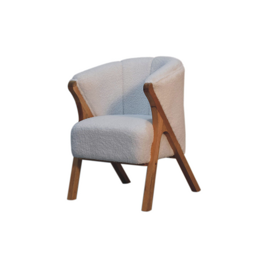 White Boucle Minimalistic Chair