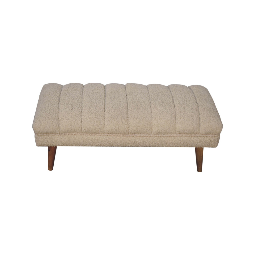 Cream Boucle Puffer Bench