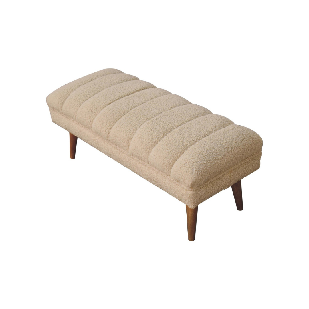 Cream Boucle Puffer Bench