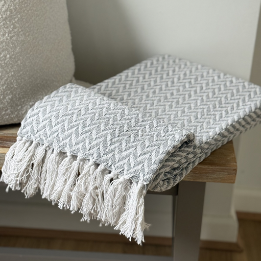 Silver Chevron Throw Blanket