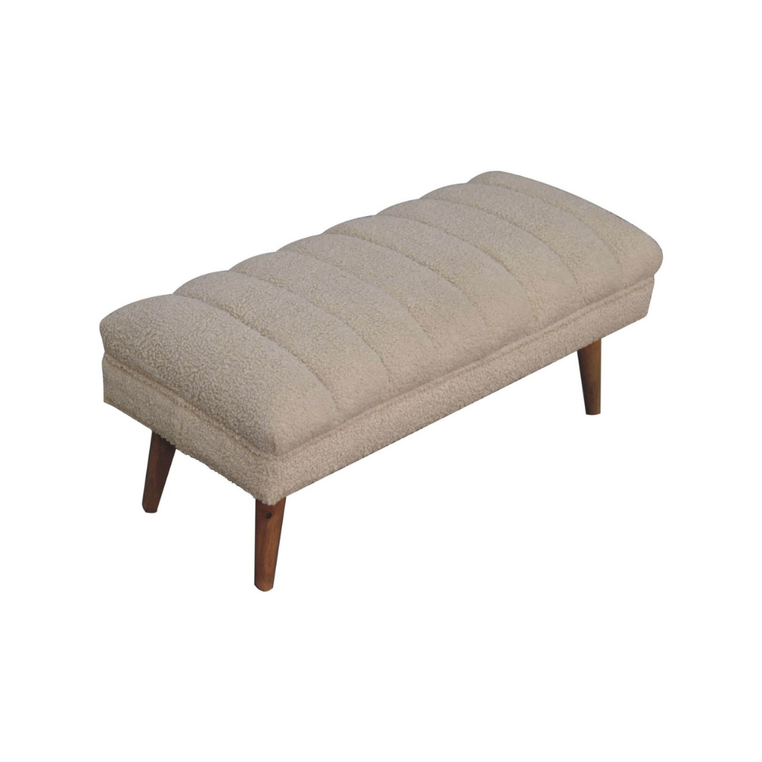 Cream Boucle Puffer Bench