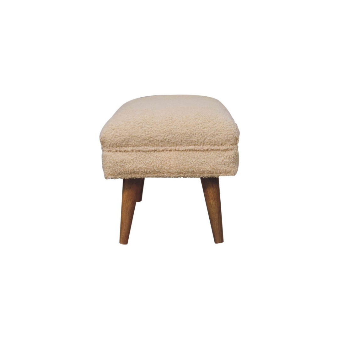 Cream Boucle Puffer Bench