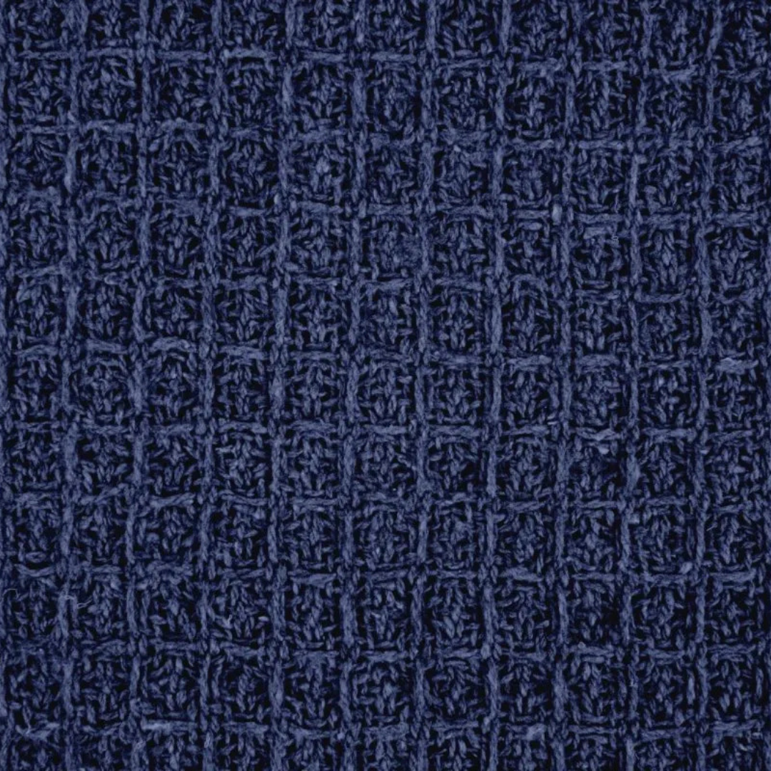 Navy Cotton Honeycomb Waffle Throw