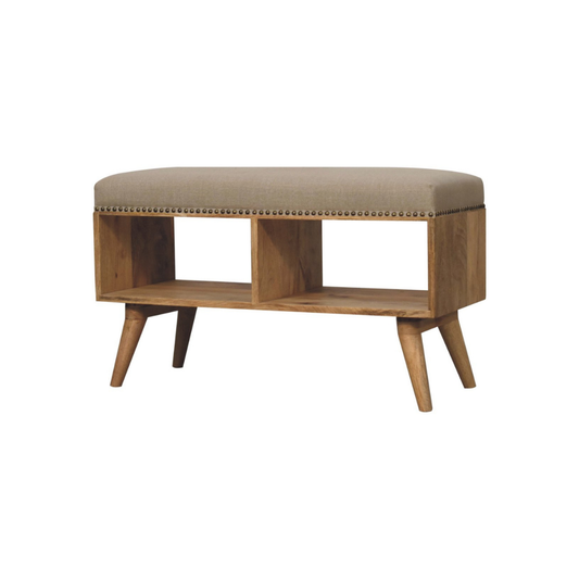 Studded Linen Open Bench