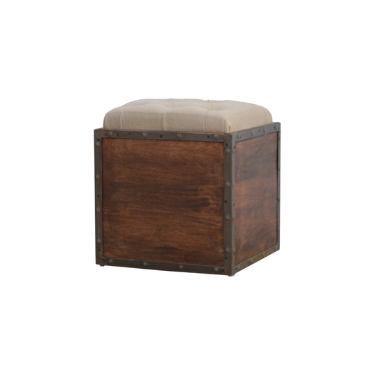 Iron Padded Storage Footstool