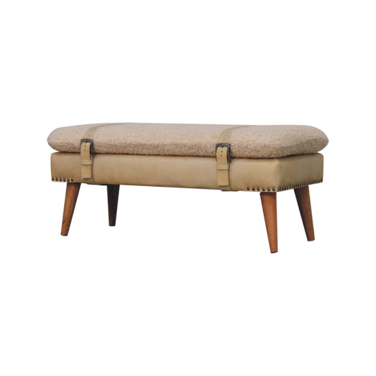 Boucle x Beige Leather Bench