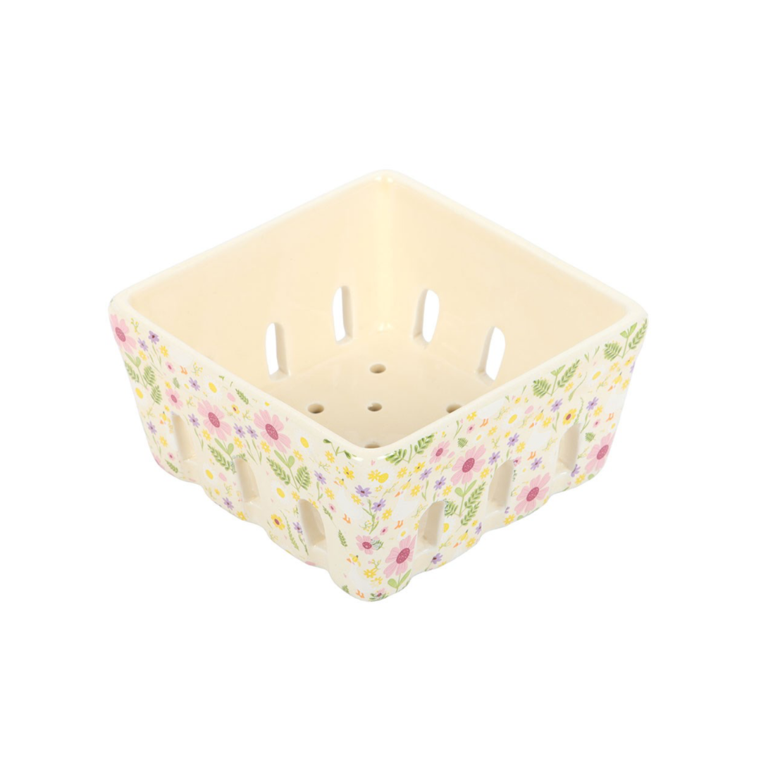 Floral Print Ceramic Basket