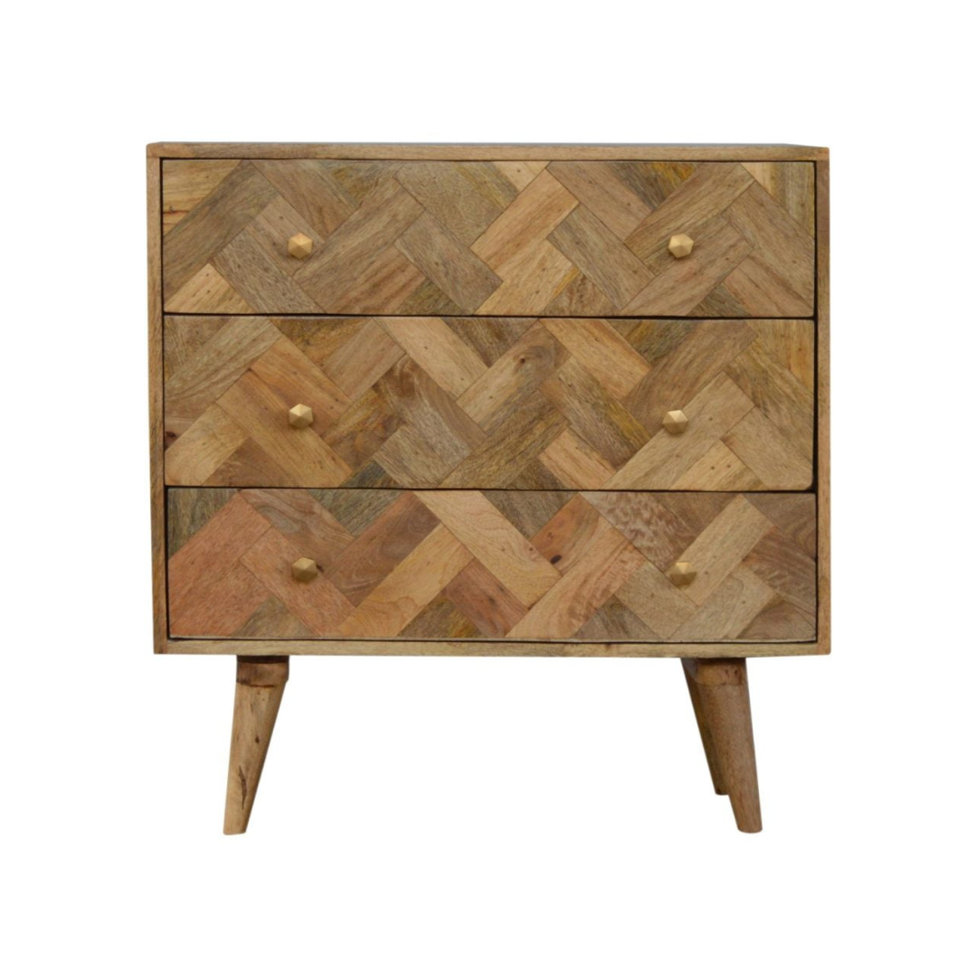 3 Drawer Zig-Zag Patterned Patchwork Chest