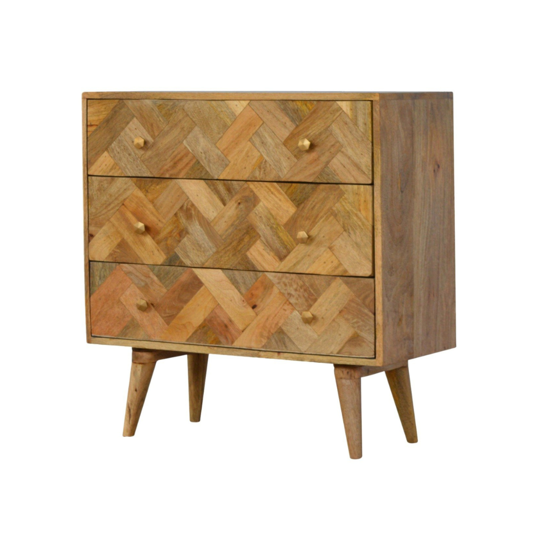 3 Drawer Zig-Zag Patterned Patchwork Chest