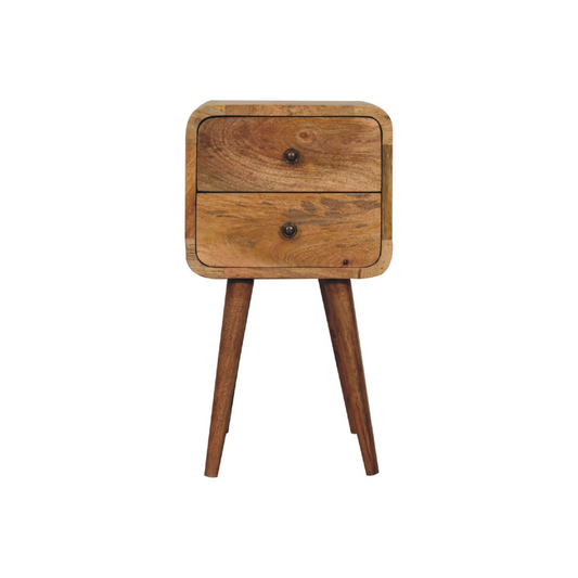 Mini Oak Style Curved Bedside Table