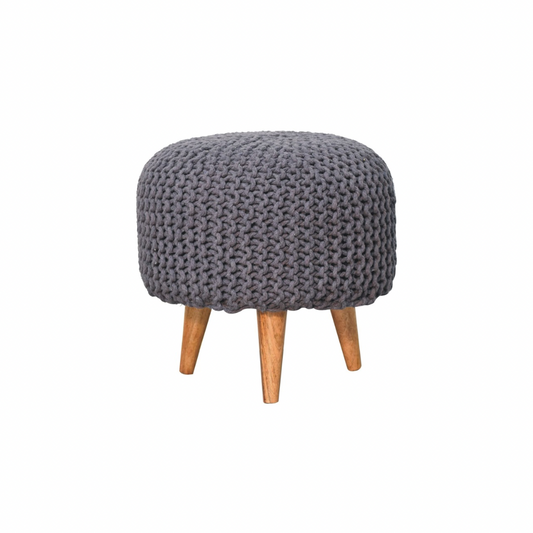 Grey Round Footstool
