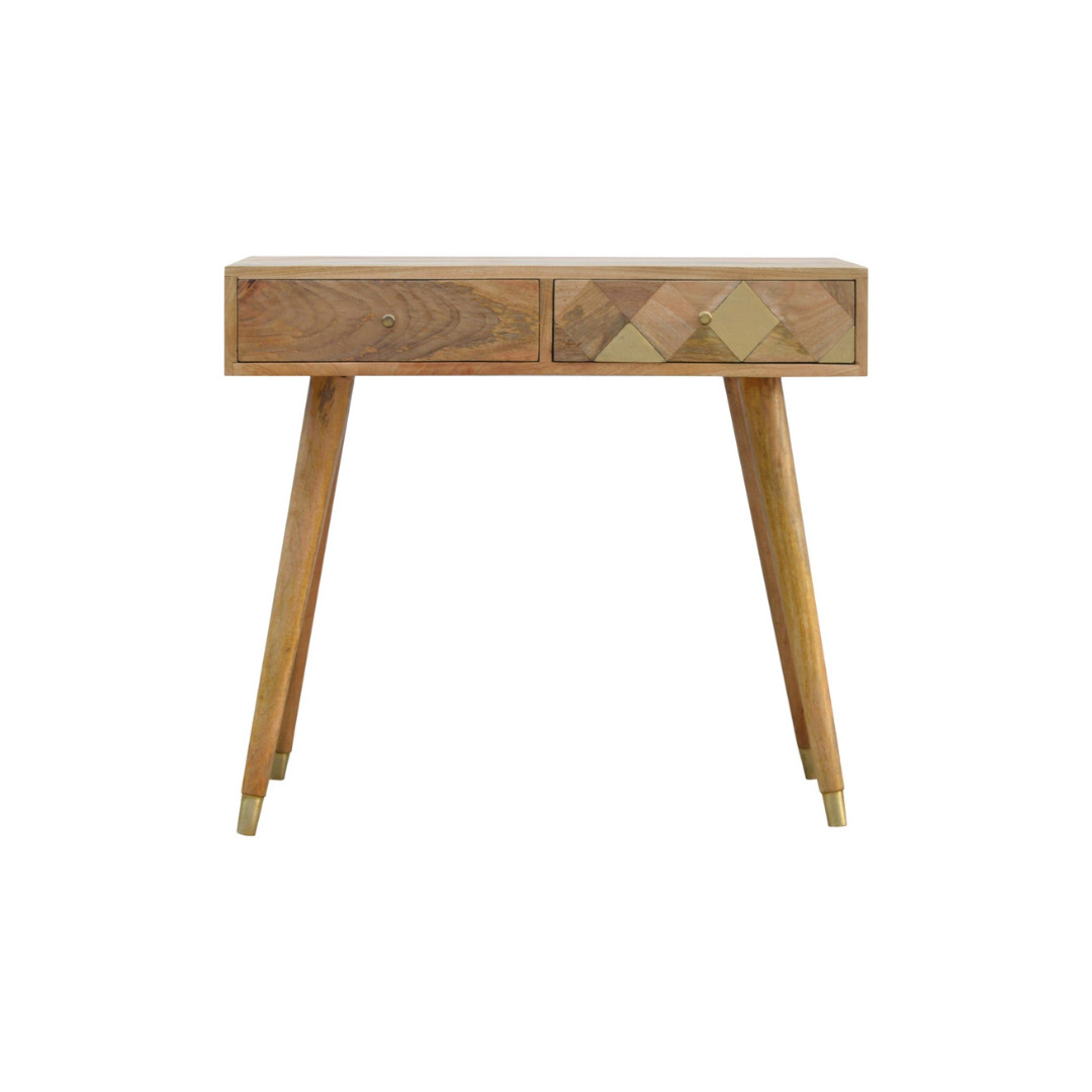 Oak-ish Gold Inlay Console Table