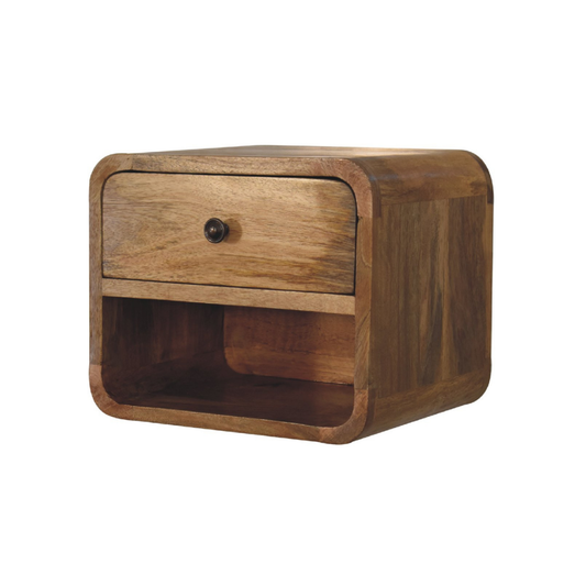 Mini Oak Style Floating Open Bedside Table