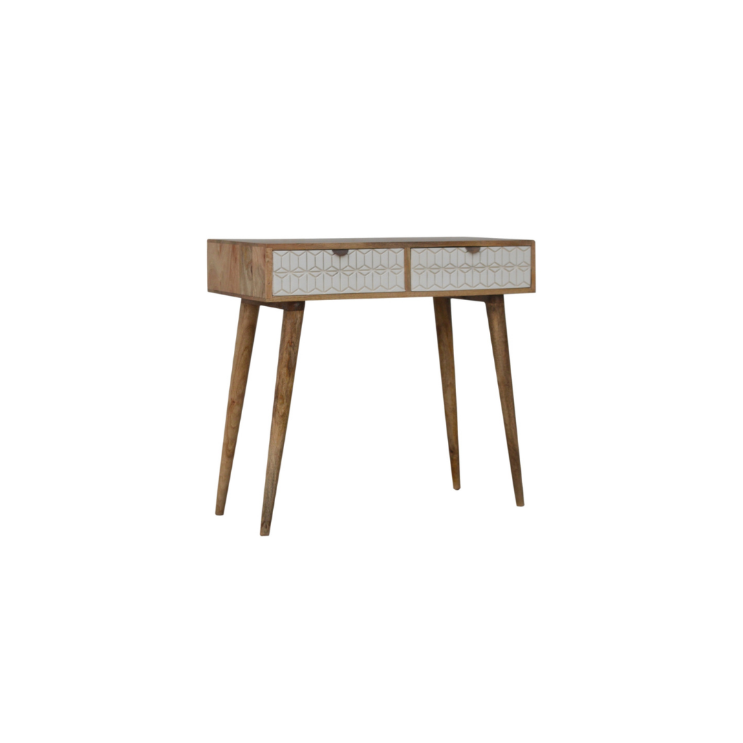 Sleek White Carved Console Table