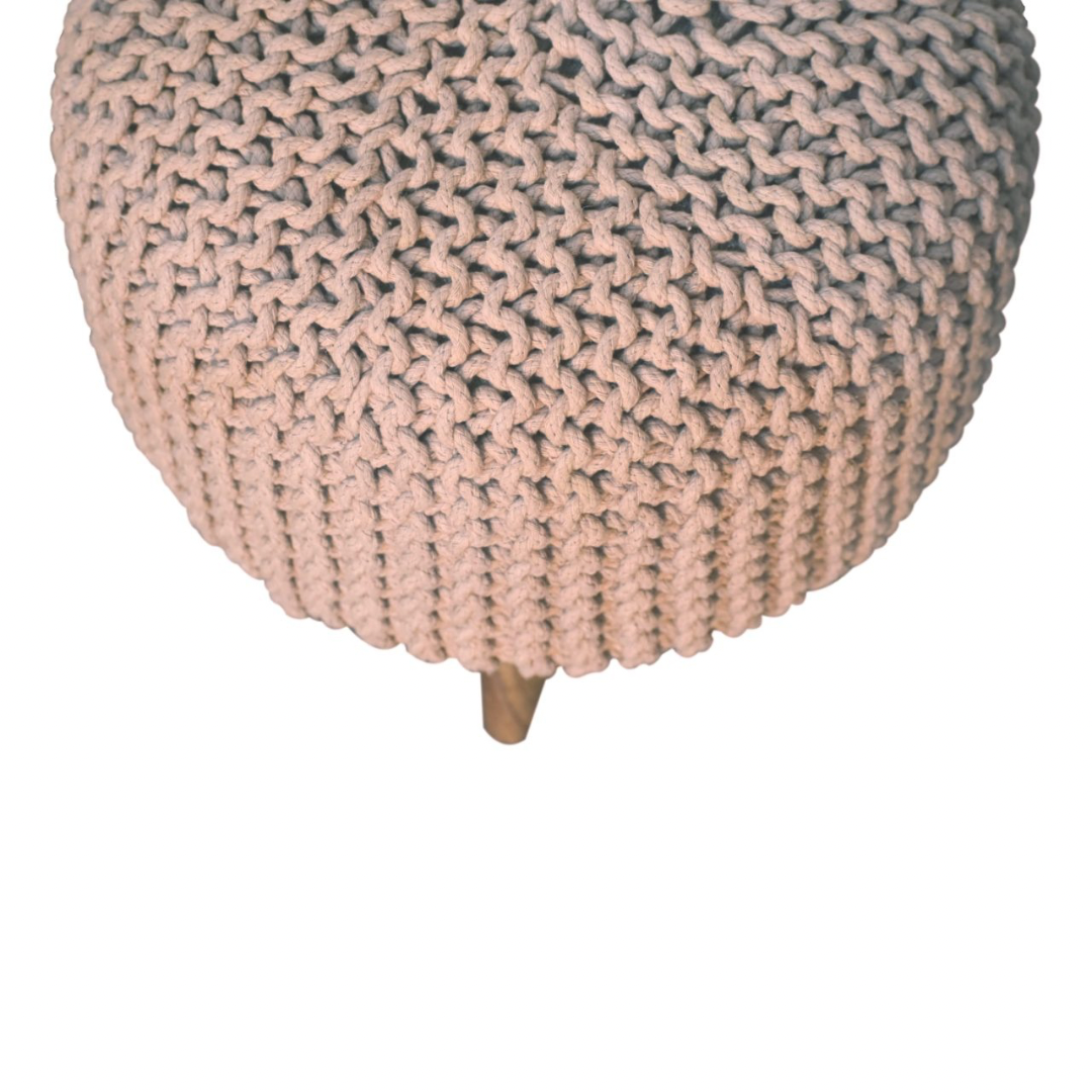 Beige Round Footstool