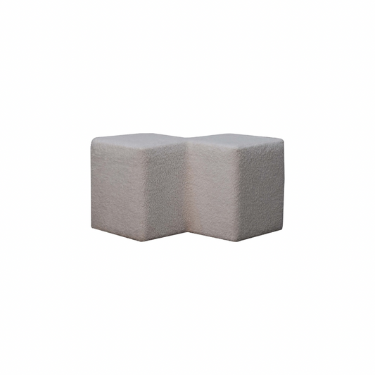 White Boucle Twin Footstool