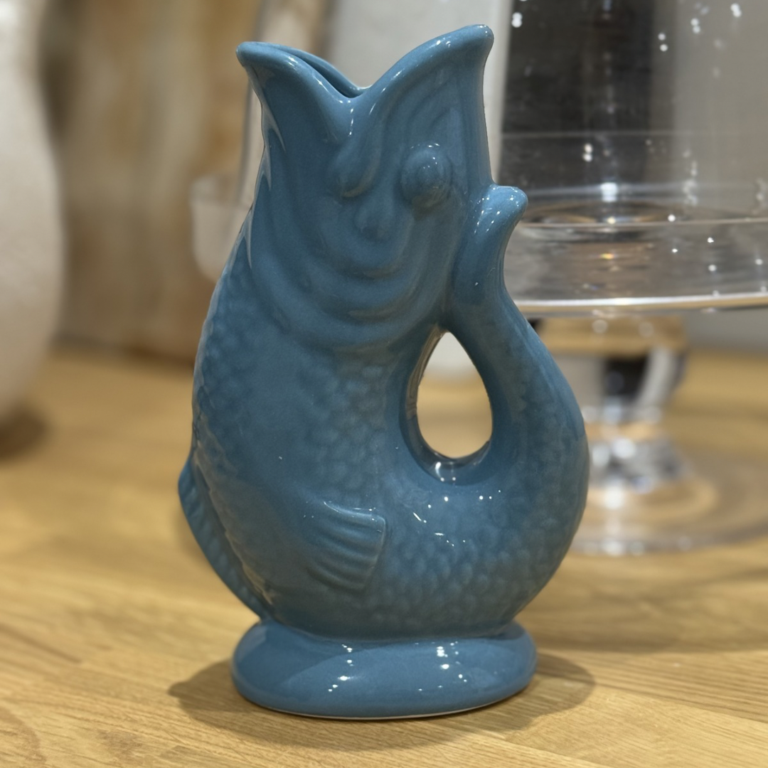 Blue Ceramic Fish Vase