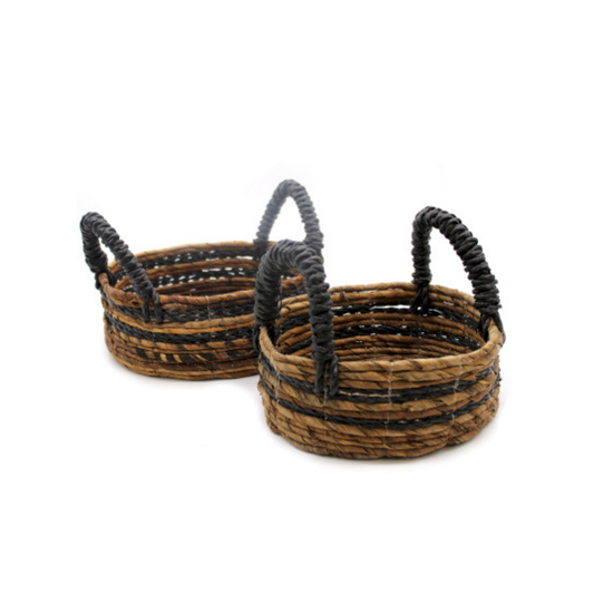 Banana Leaf & Hitam Raffia Basket - Set of 2