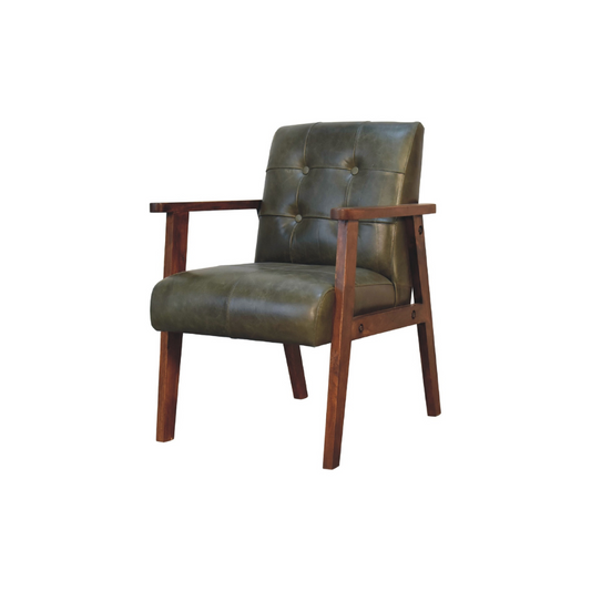 Olive Buffalo Leather Chair