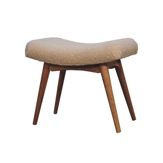Boucle Cream Curved Bench