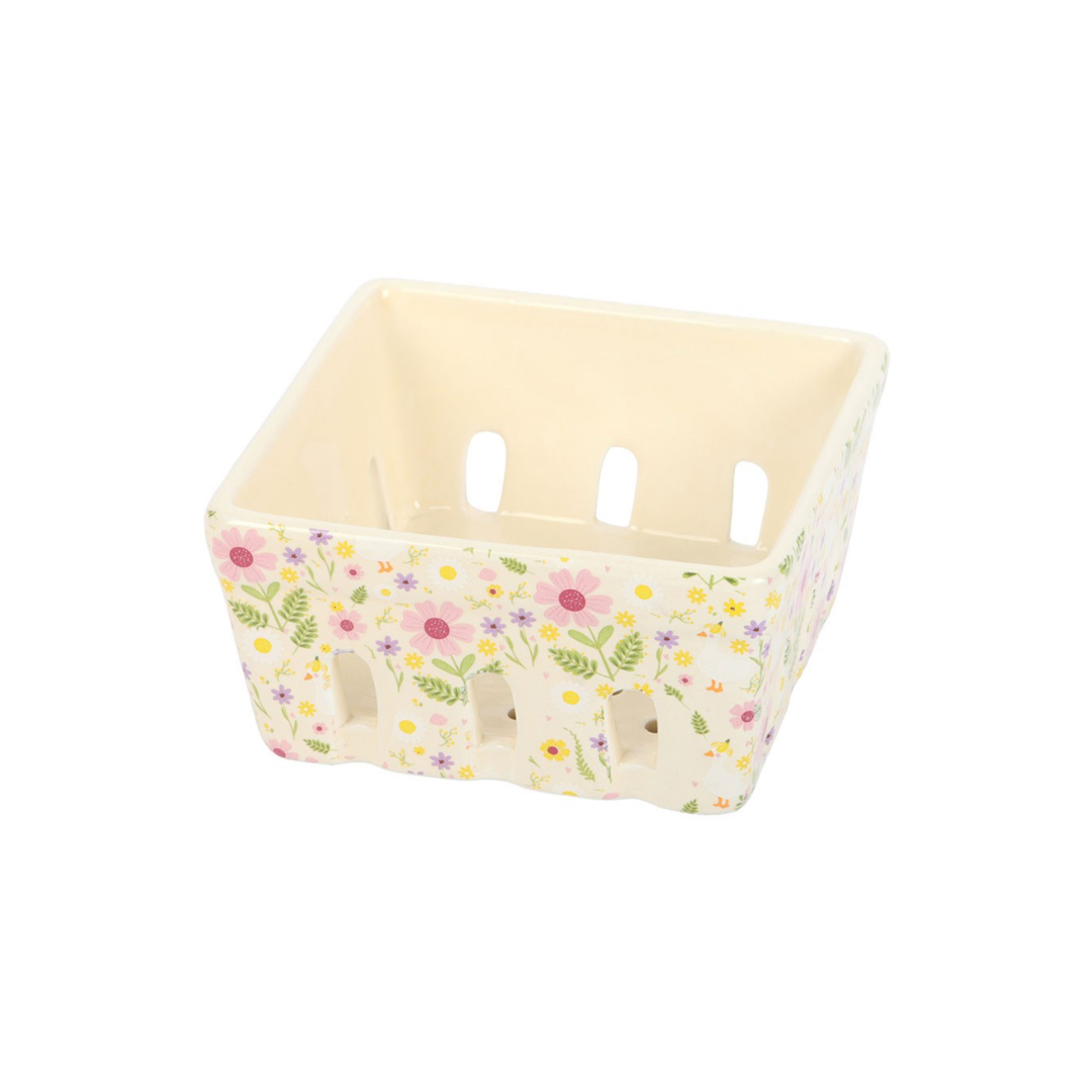 Floral Print Ceramic Basket