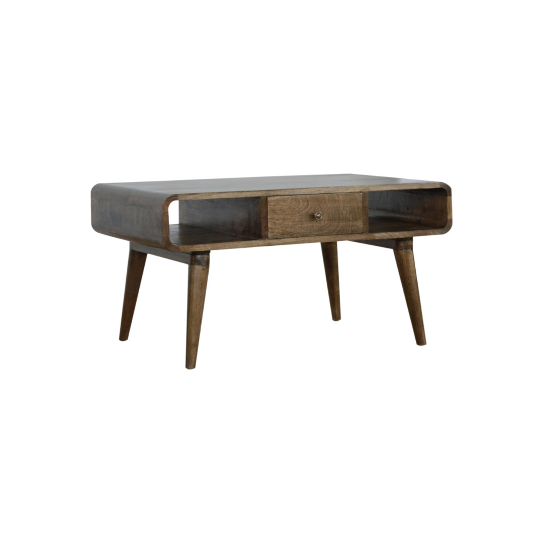 Curved Grey Washed Coffee Table