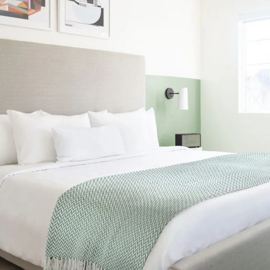 Pistachio Chevron Pattern Cotton Throw Blanket