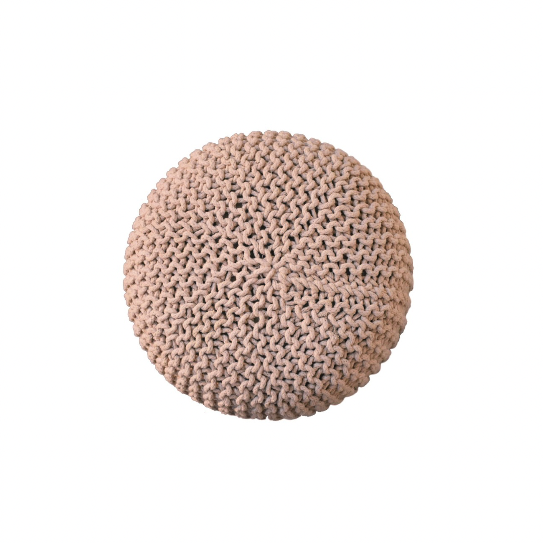 Beige Round Footstool