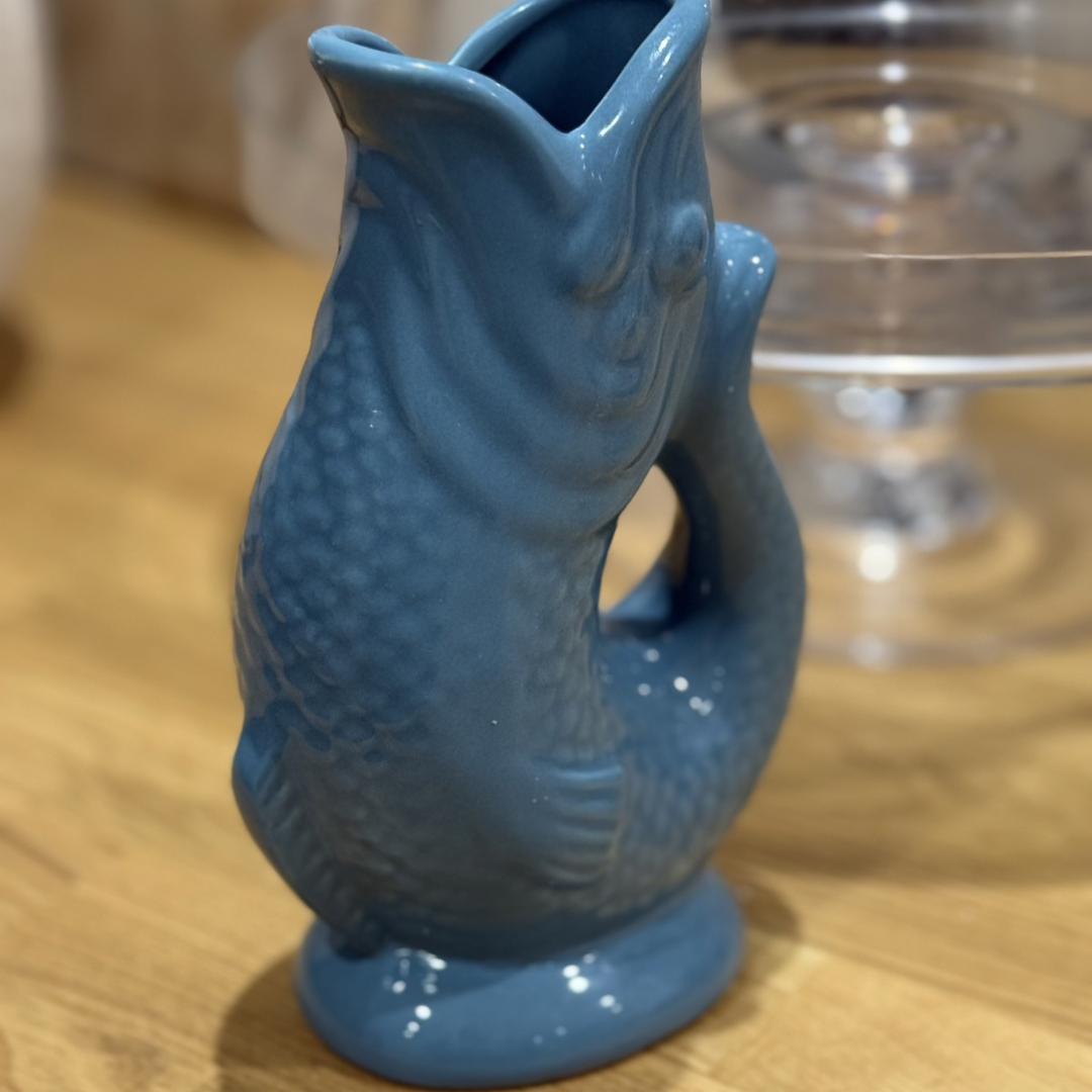Blue Ceramic Fish Vase
