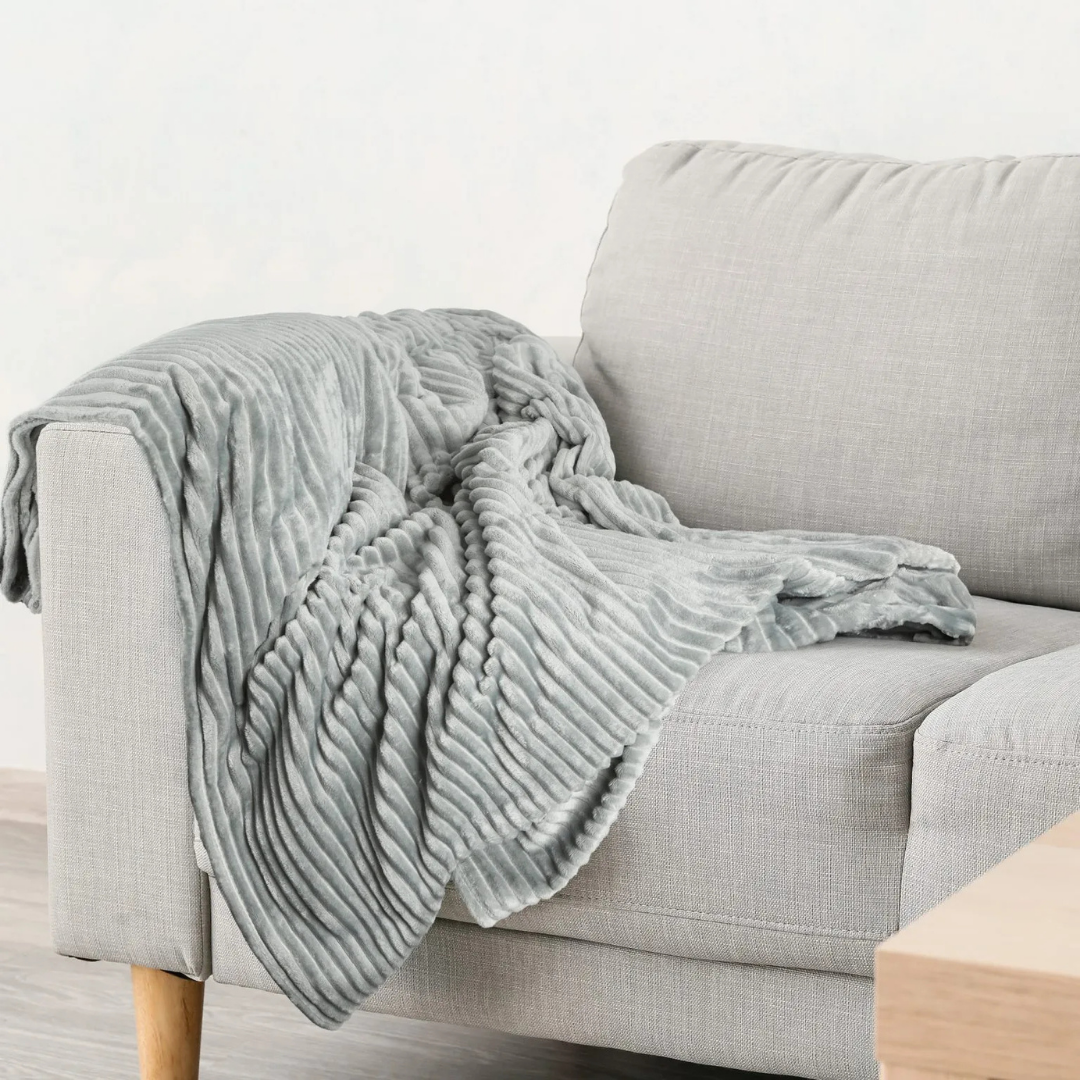 Silver Dahlia Fleece Throw