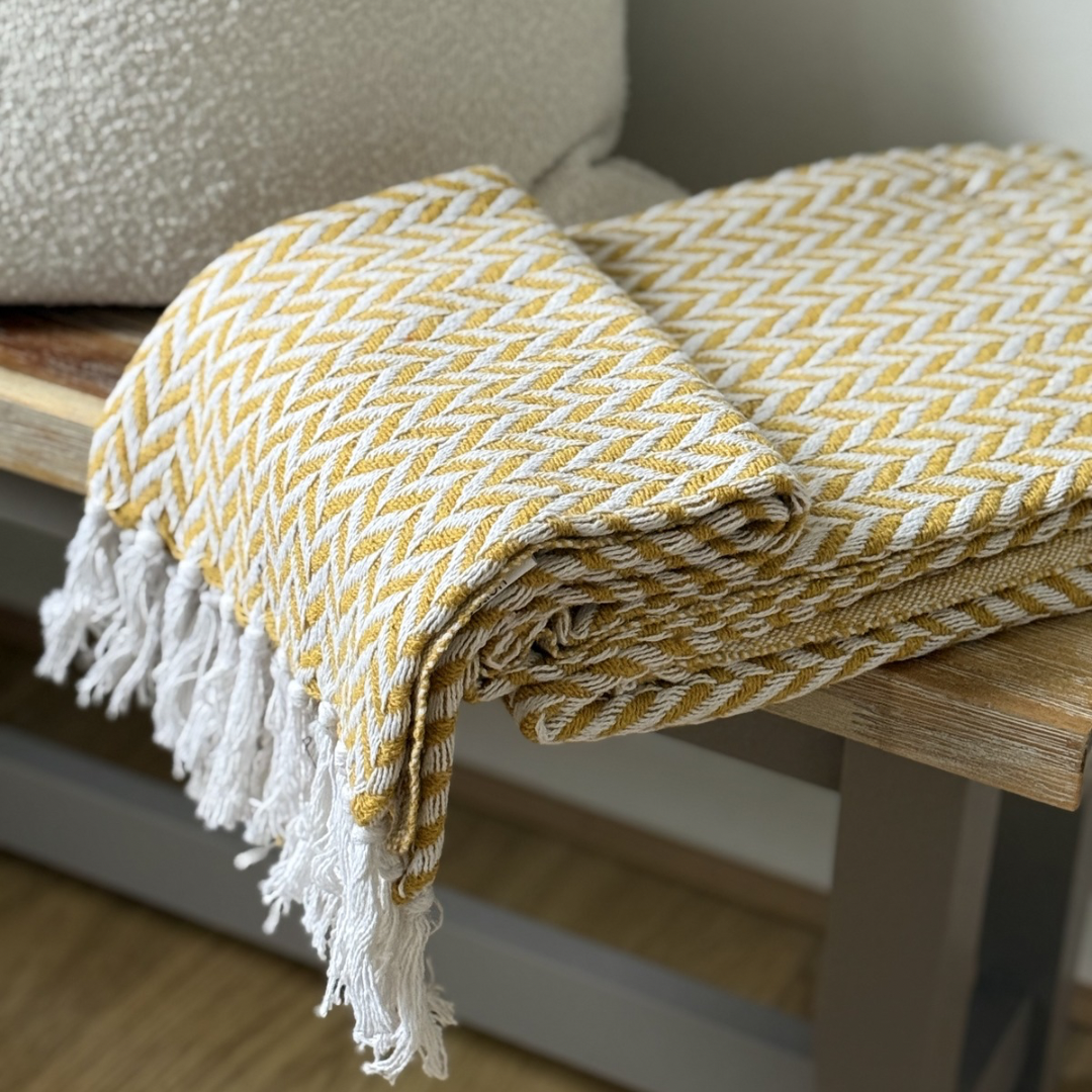 Ochre Chevron Throw Blanket