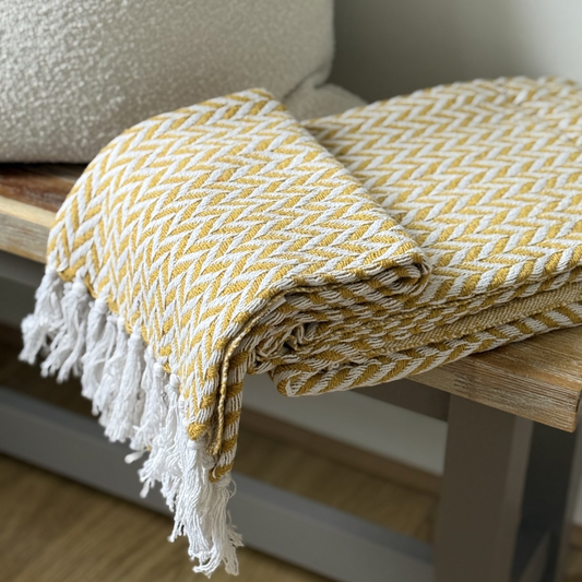Ochre Chevron Throw Blanket