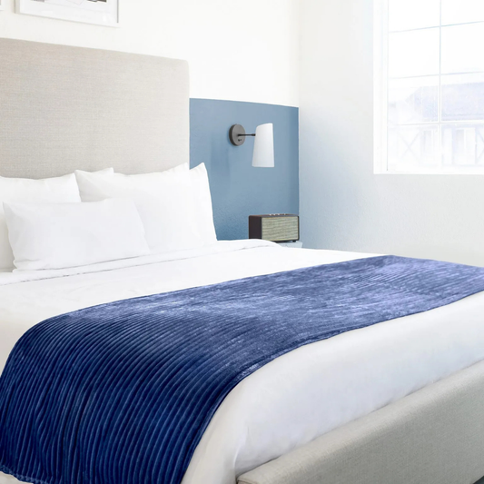 Navy Dahlia Fleece Throw