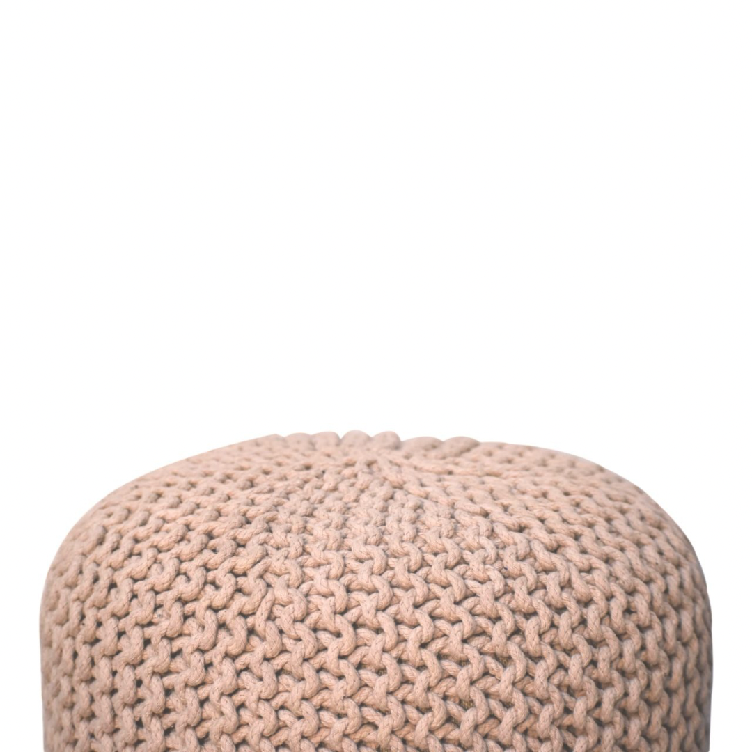 Beige Round Footstool