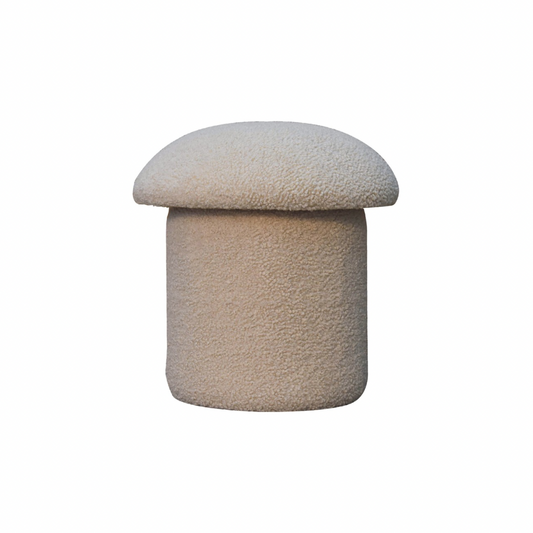 Cream Boucle Mushroom Footstool