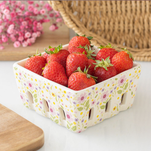 Floral Print Ceramic Basket