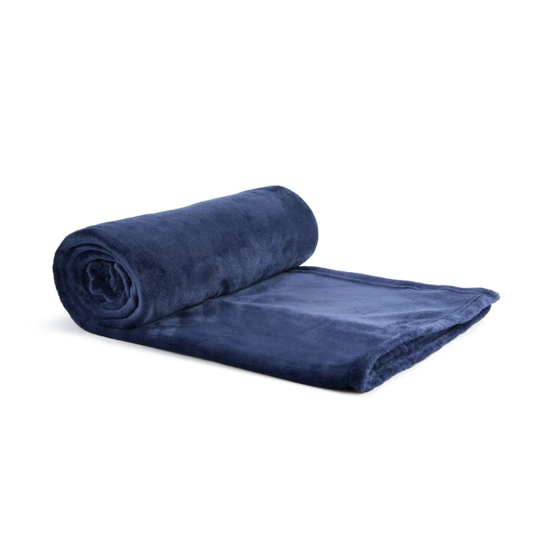 Navy Flannel Fleece Blanket