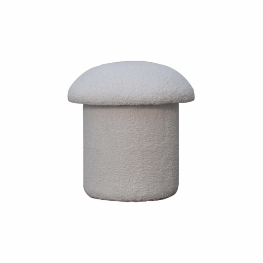 White Boucle Mushroom Footstool