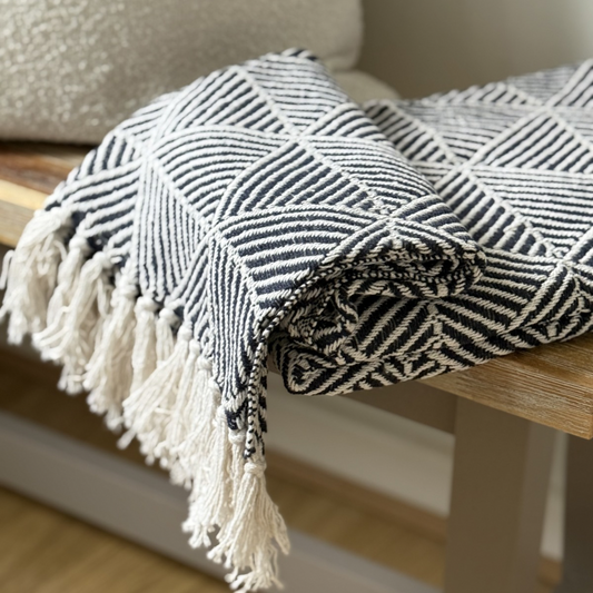 Navy Zahra Throw Blanket