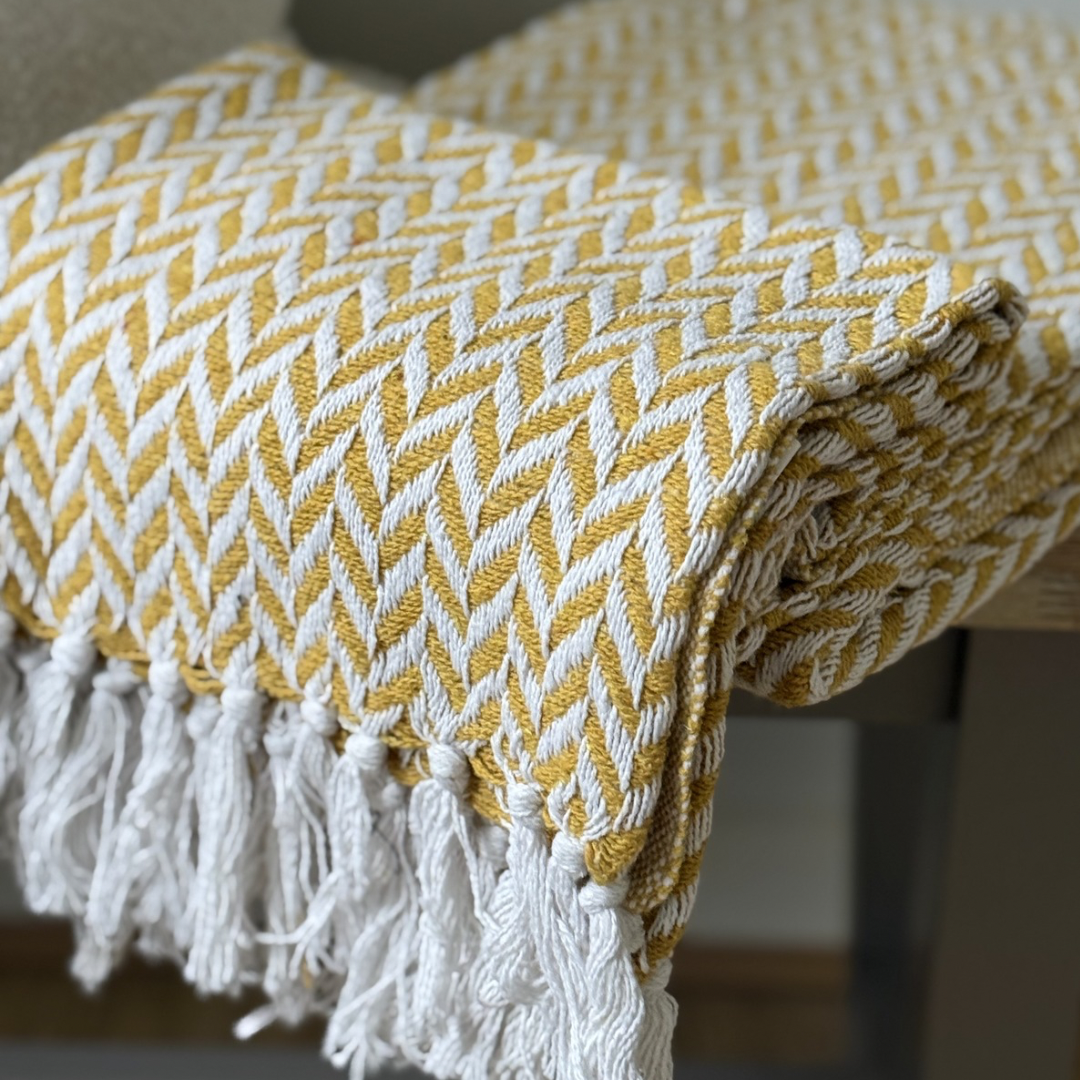 Ochre Chevron Throw Blanket