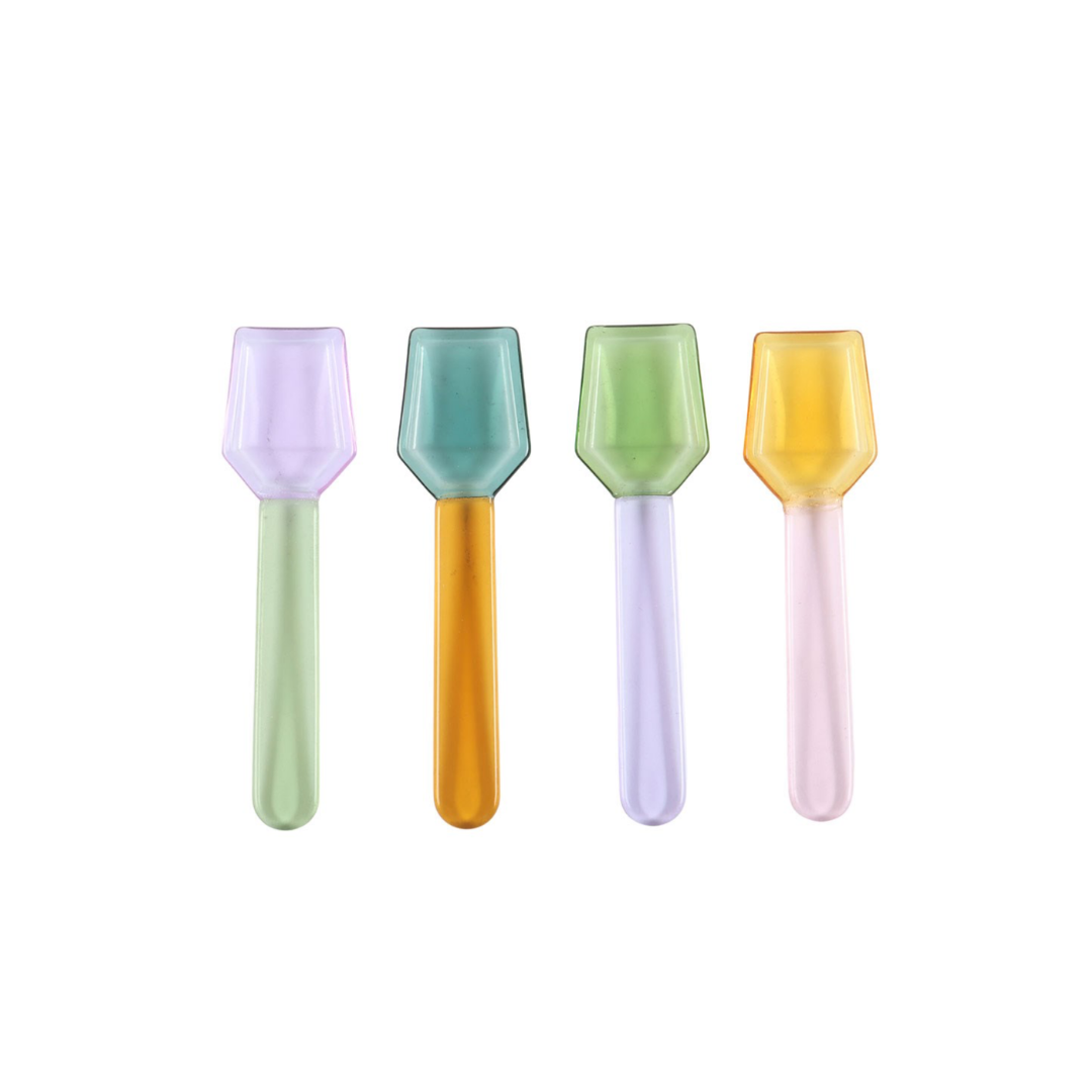 Set of 4 Pastel Glass Dessert Spoons