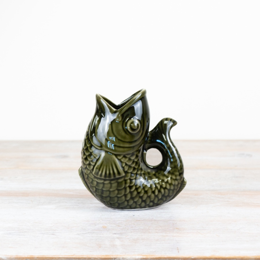 Small Dark Green Fish Vase