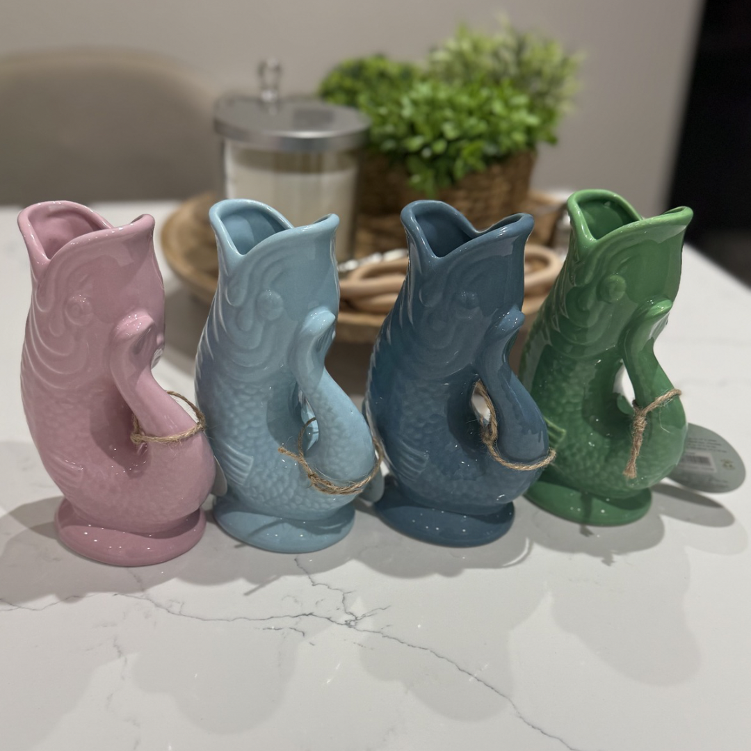 Blue Ceramic Fish Vase