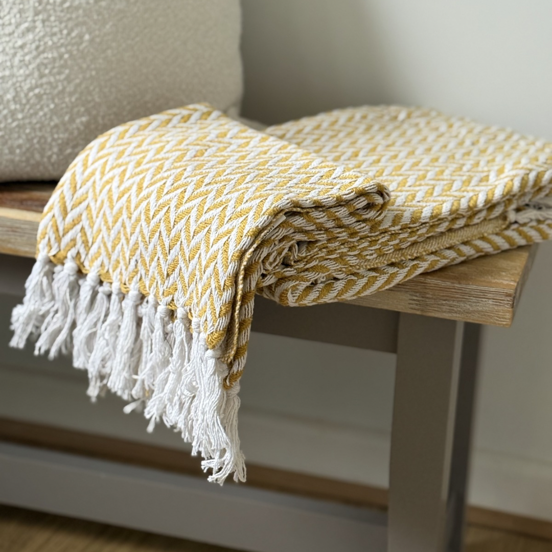 Ochre Chevron Throw Blanket