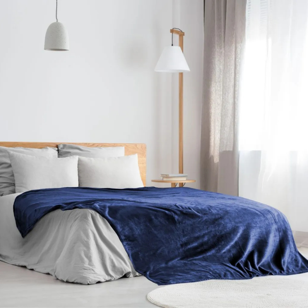 Navy Flannel Fleece Blanket