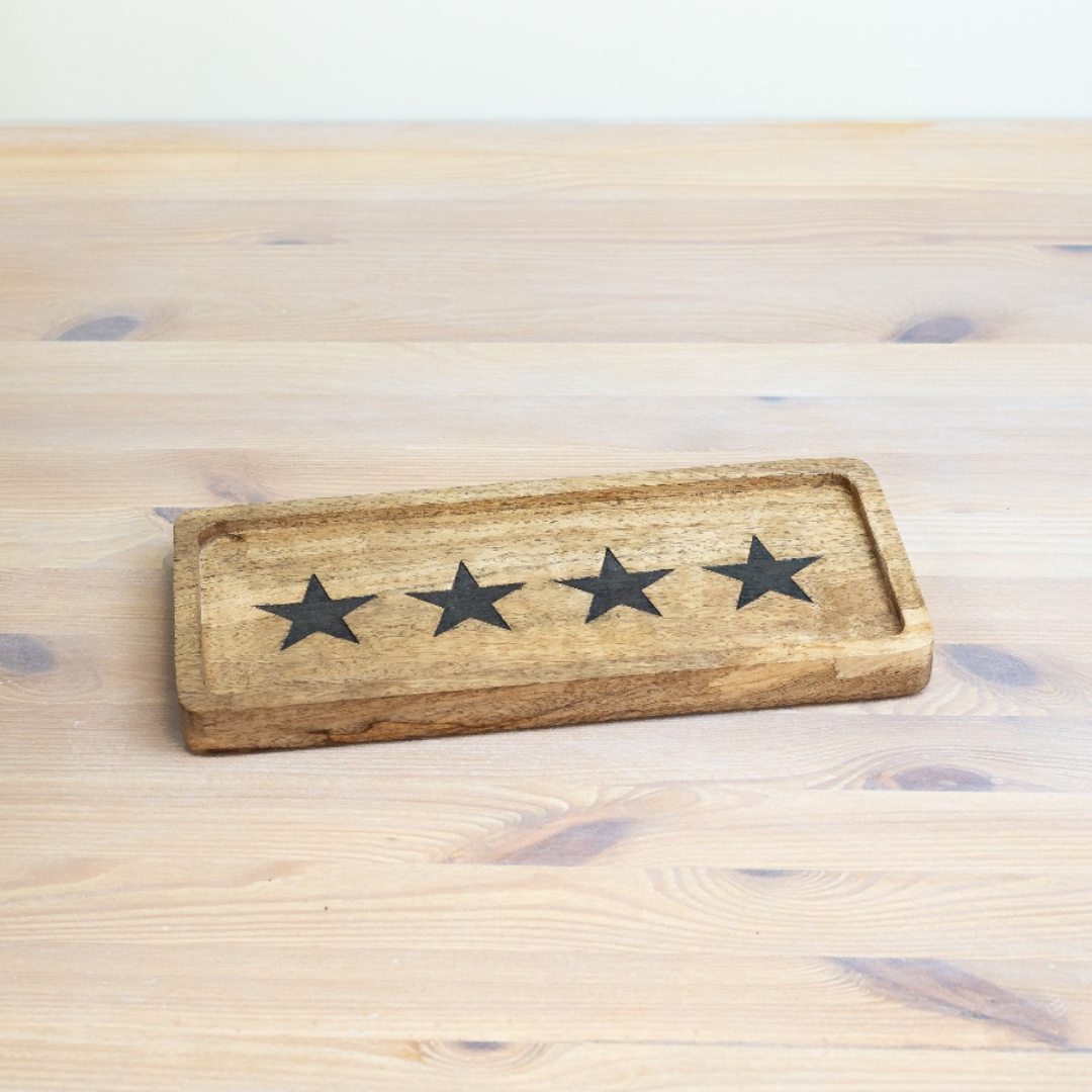 Wooden Tray With Star Design