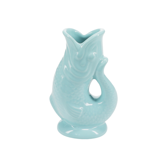 Aqua Blue Ceramic Fish Vase