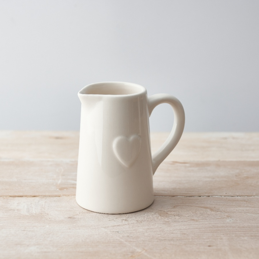 Large White Heart Jug