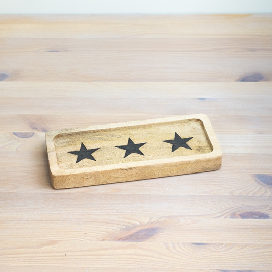 Small Wooden Tray With Star Design