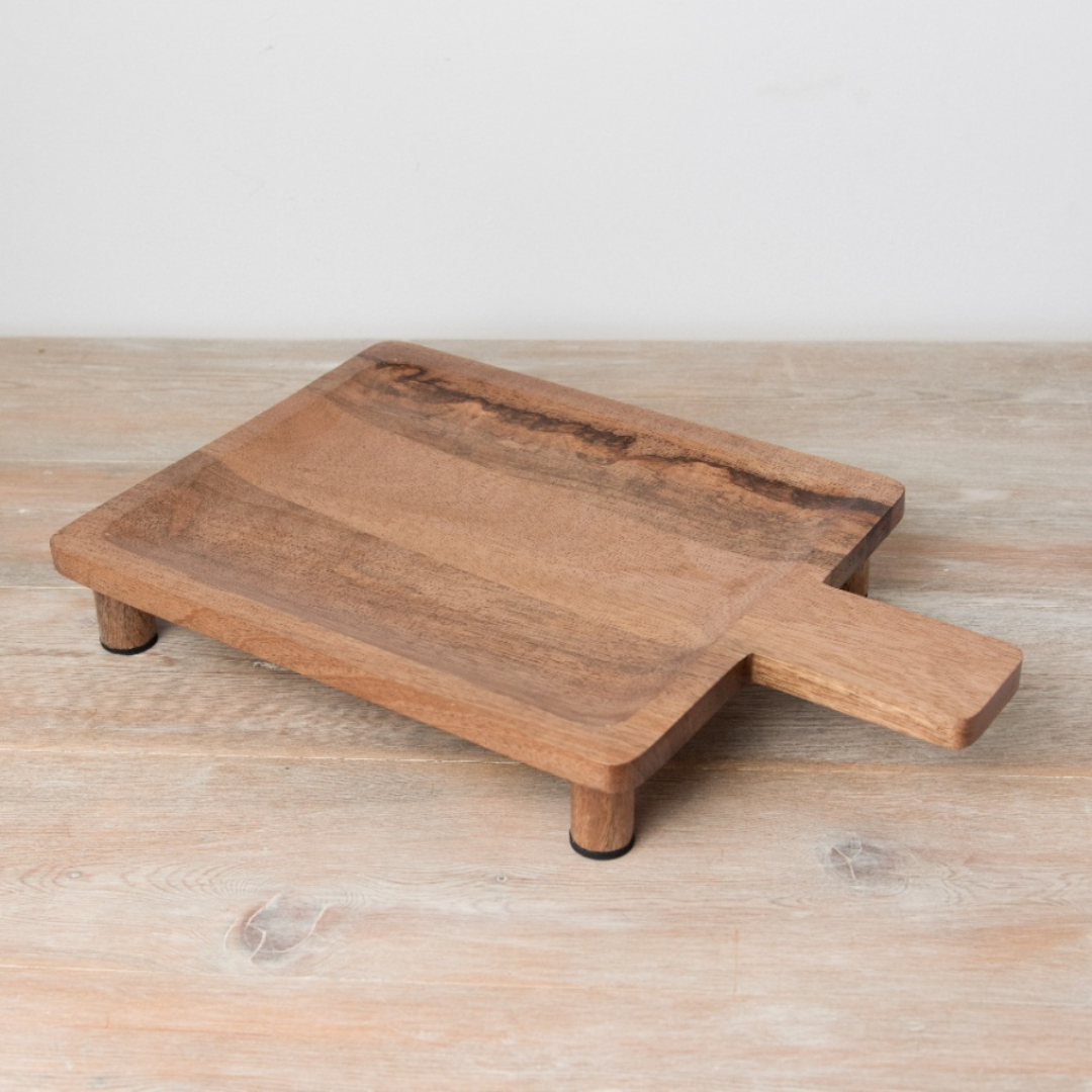 Large Wooden Square Tray With Feet